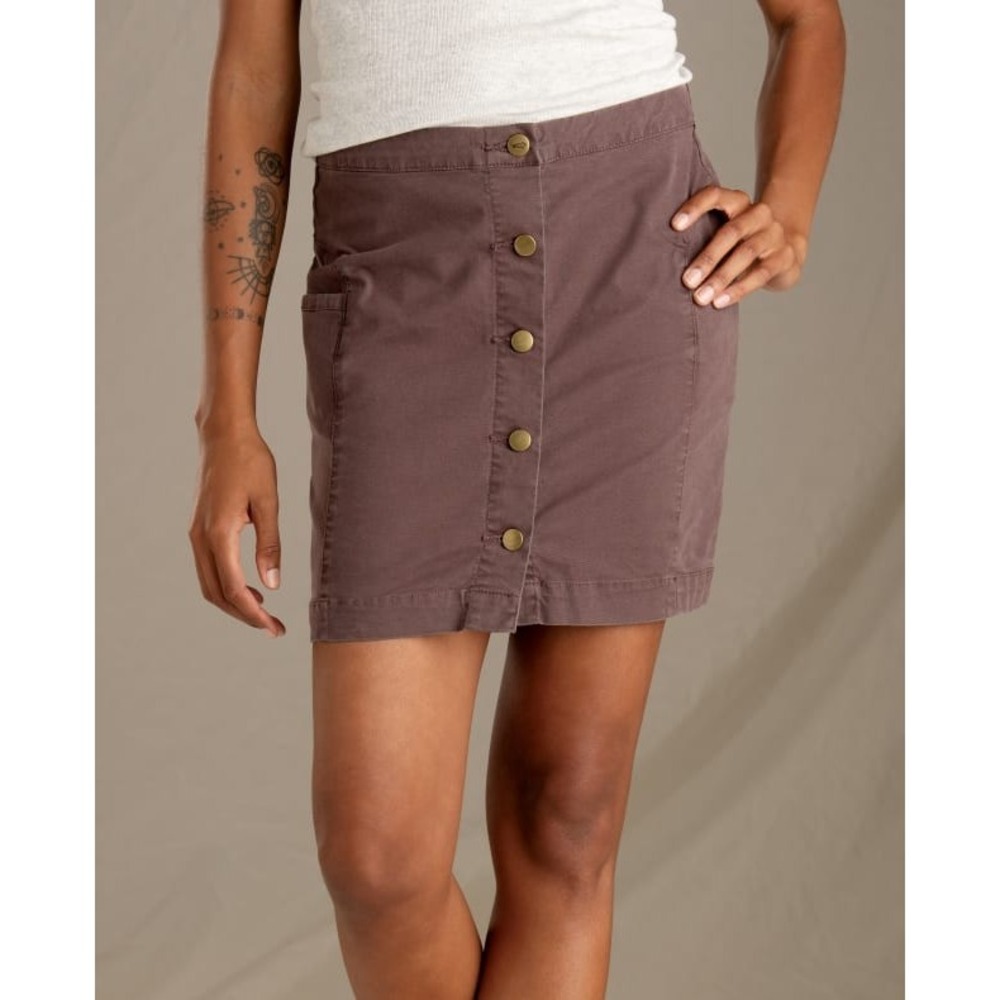 Toad&Co Earthworks Skirt Womens 14 Raisin Purple Button Front Mini Pockets